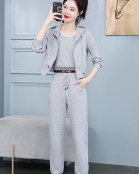 Gray sportswear fashion pants 3pcs set for women