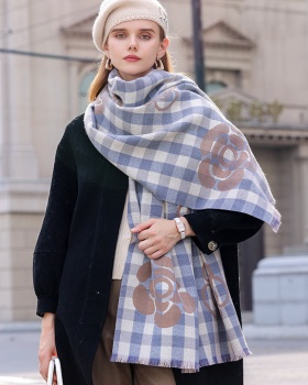 Printing cold tassels scarves plaid thermal long shawl