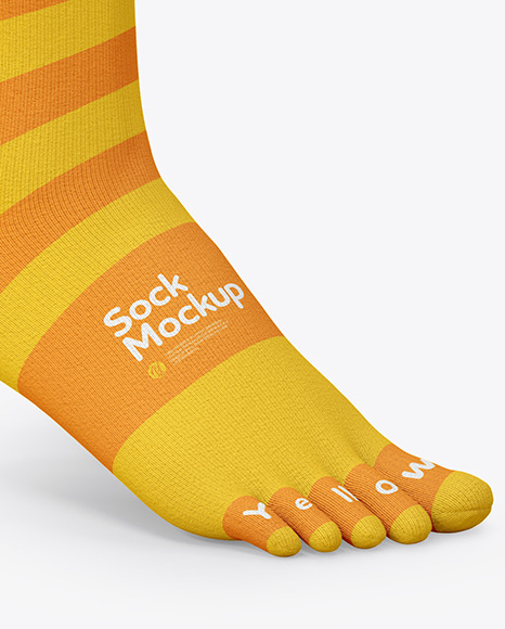 Download Long Toe Sock Mockup in Apparel Mockups on Yellow Images ...