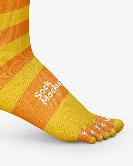 Download Long Toe Sock Mockup in Apparel Mockups on Yellow Images ...