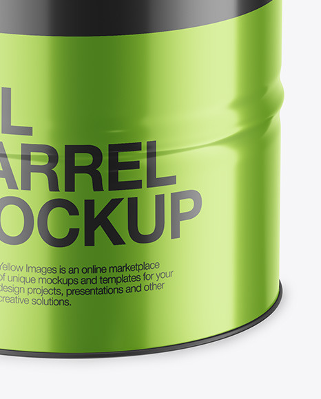 Metallic Oil Barrel Mockup