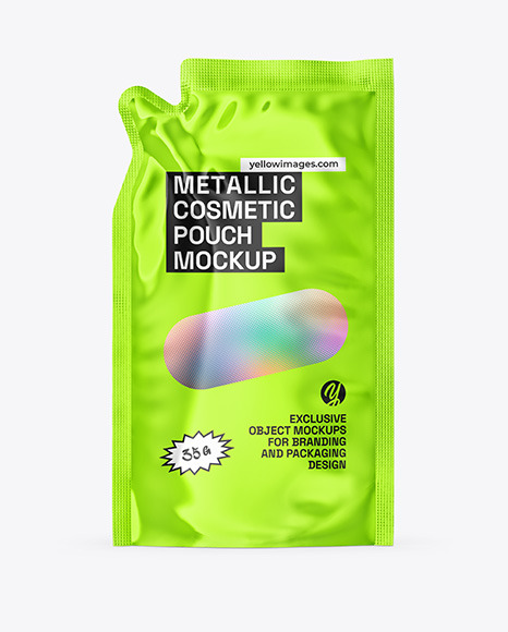 Metallic Cosmetic Pouch Mockup - Mockups