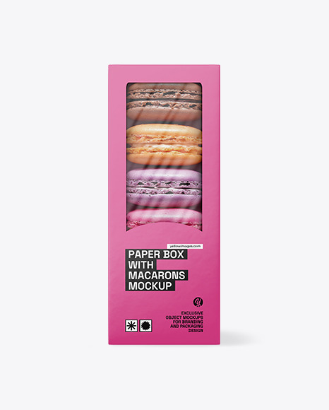 Paper Box With Macarons Mockup - Mockups