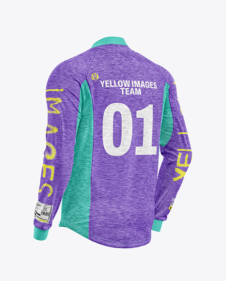 Crossshirt Melange Jersey Mockup - Back Half Side View - Mockups