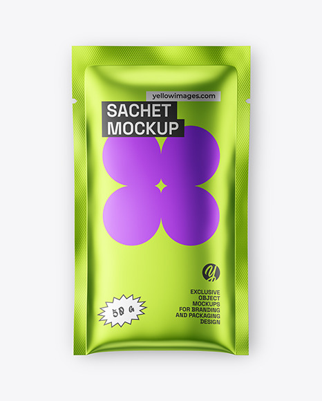 Matte Metallic Sachet Mockup - Mockups