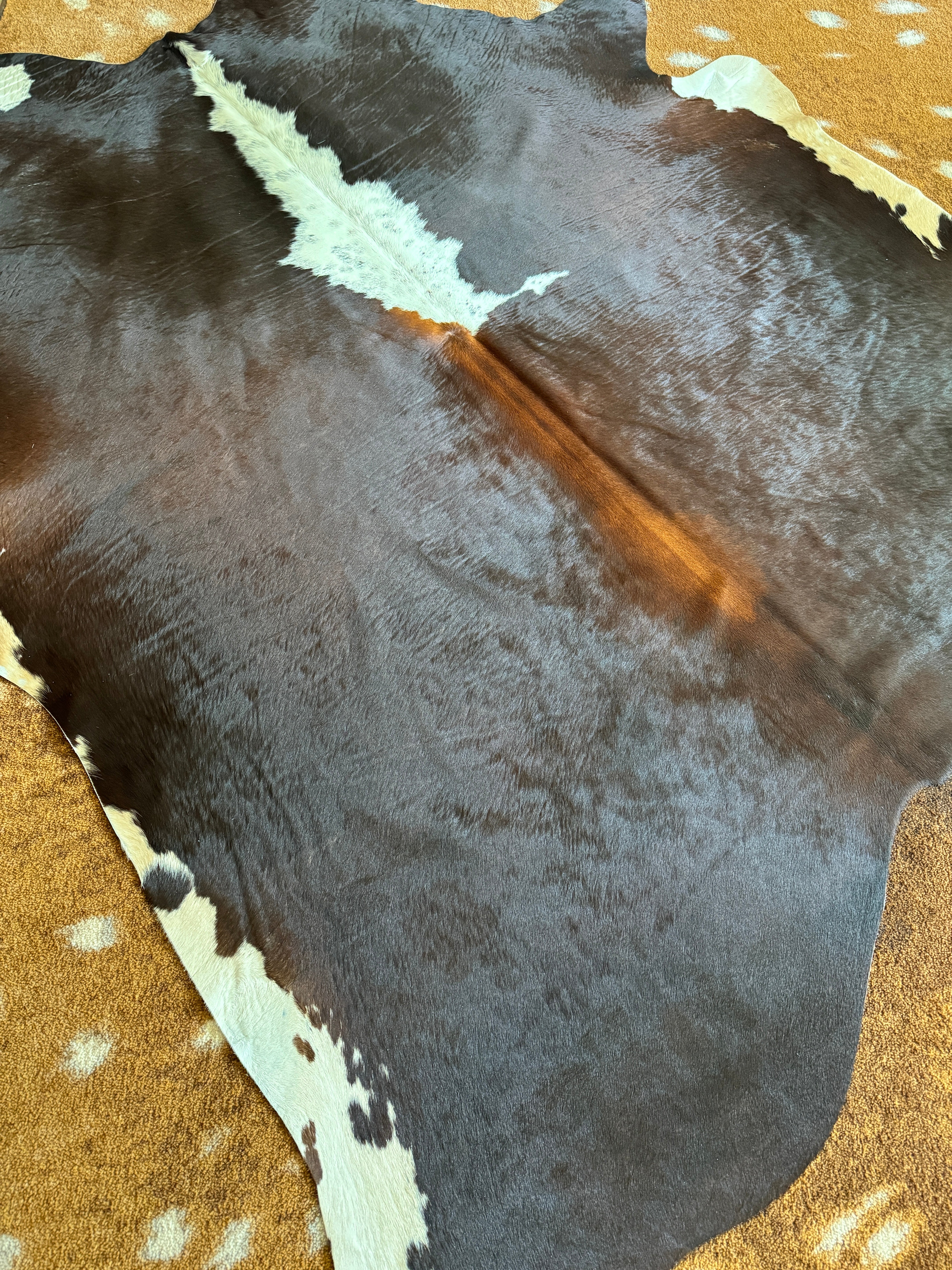 Brown, copper and white Brazilian Cowhide Rug - Your Western Decor