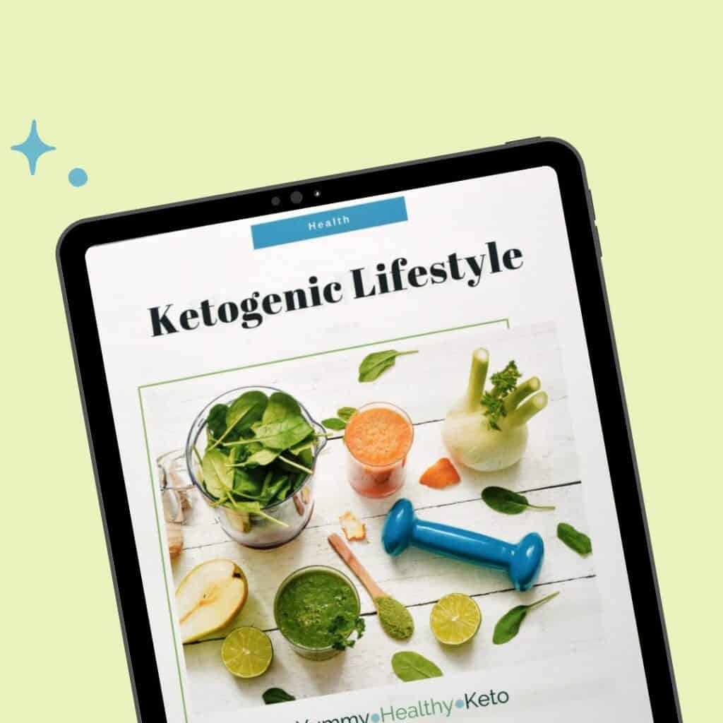 Yummy Healthy Keto optin image in an ipad frame.